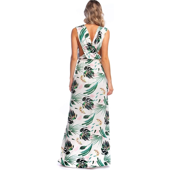 BCBGMAXAZRIA Women's Overlap Plunge Maxi Crossback Dress Cover-up - Picture 3 of 5